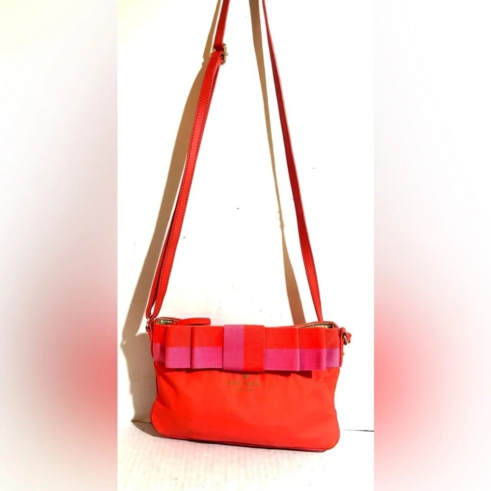 Kate spade orange & pink canvas crossbody handbag - Picture 11 of 11